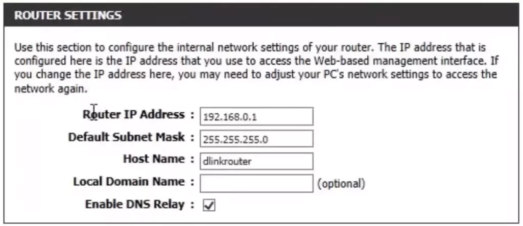 Change D-Link Router IP Address